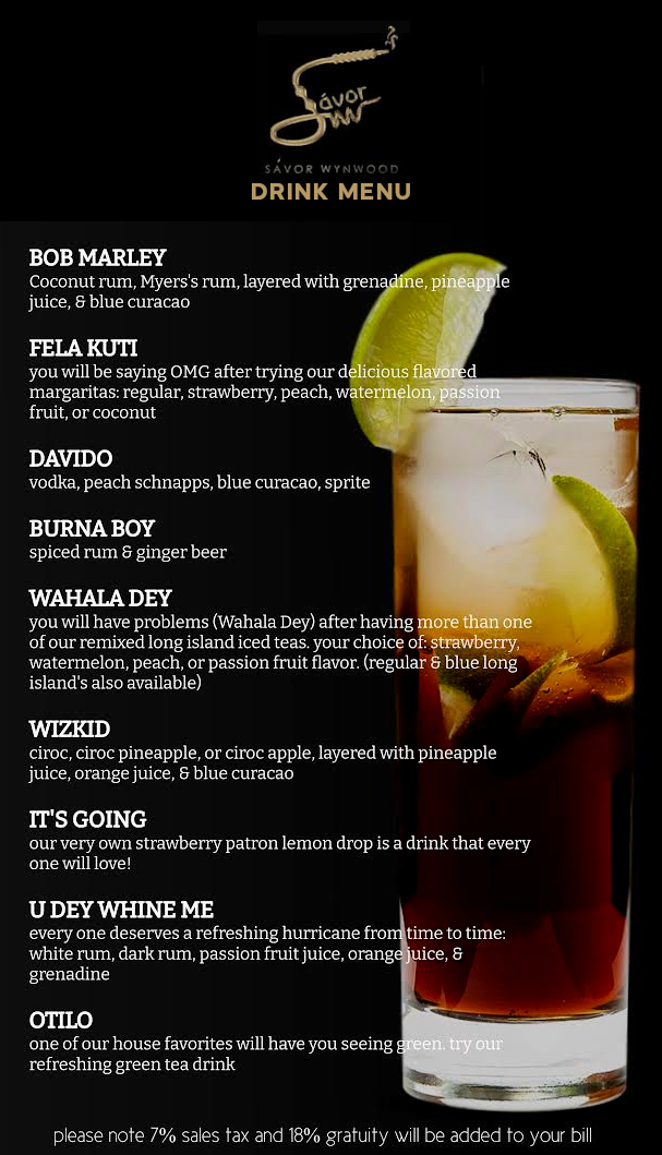DRINK menu